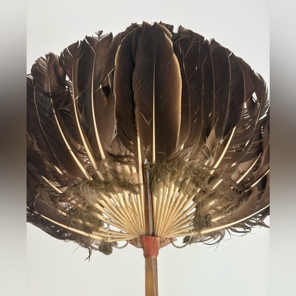 Antique handmade Feather Fan circa 1900s - Picture 4 of 12